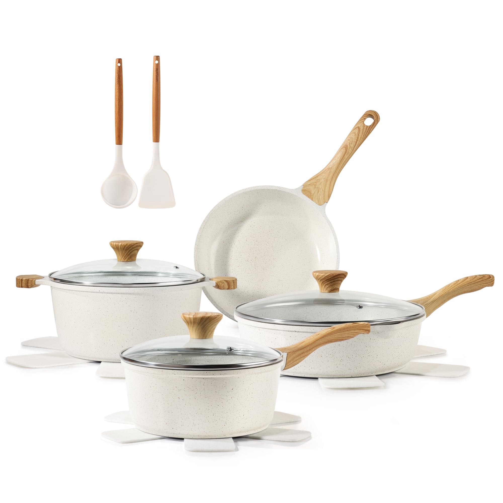 Redchef Casseruola in ceramica antiaderente con coperchio, pentola piccola da 16 cm, teglie atossiche per cucina, manico freddo, senza PFAS, compatibile con tutti i piani cottura, verde